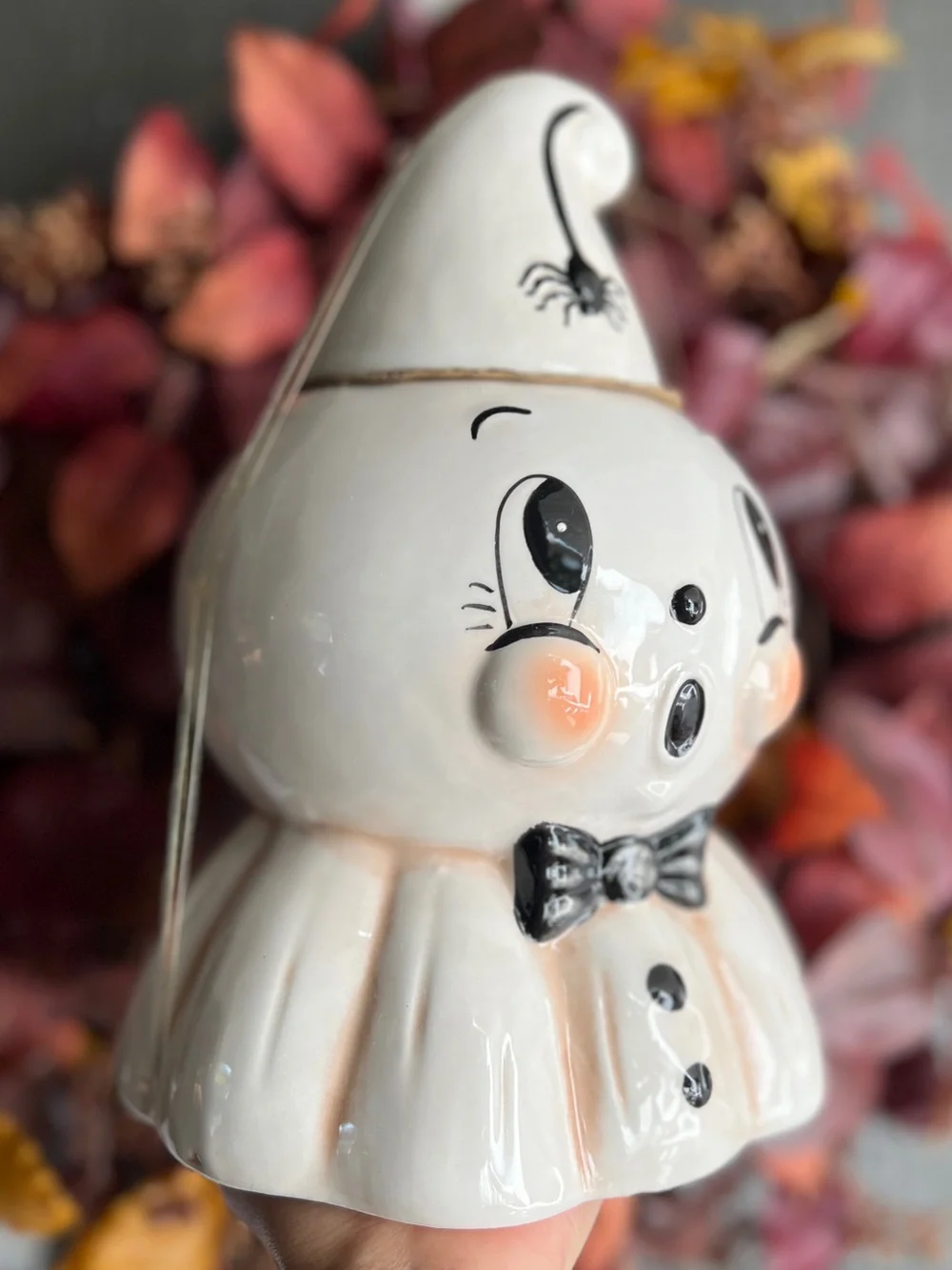 White Ceramic Ghost Figurine Holiday Decor by